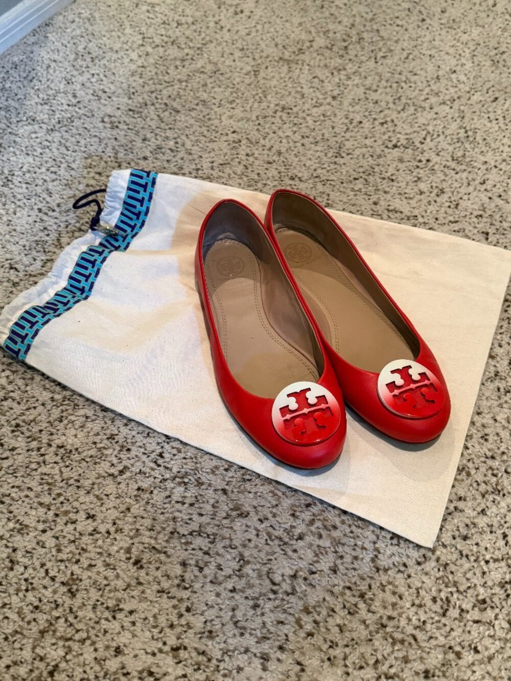 Tory Burch | Reva Dip Dye Ballet Flats | Reddish/Orange & White | Size: 8M